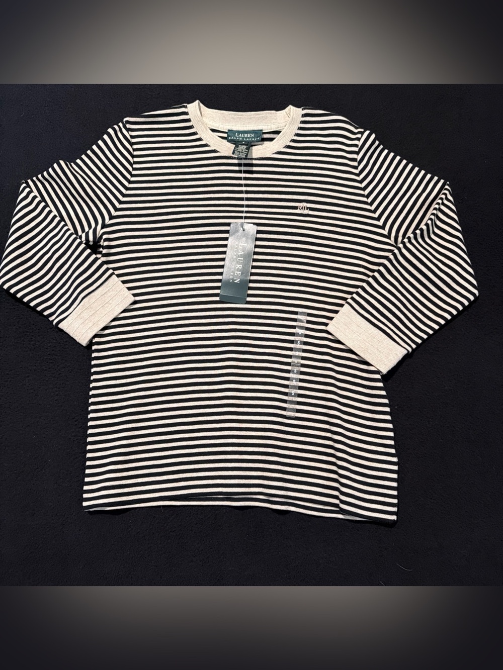Lauren Ralph Lauren Round Neck Striped Pullover Long Sleeve Women Size Small